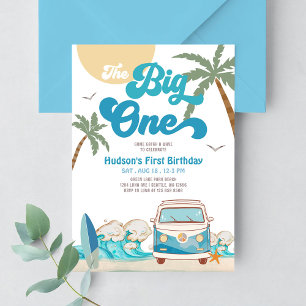 Invitación Fiesta de cumpleaños número 1 de Retro Boy Big One