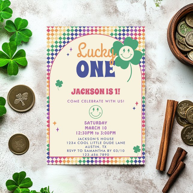Invitación Fiesta de Cumpleaños número 1 de Retro Rainbow Boy (Subido por el creador)