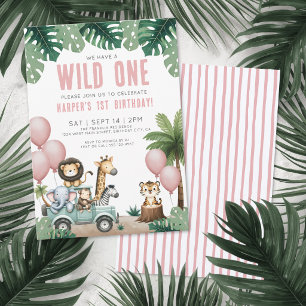 Invitación Fiesta de Cumpleaños número 1 de Wild One Jungle S