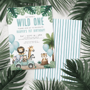 Invitación Fiesta de Cumpleaños número 1 de Wild One Jungle S