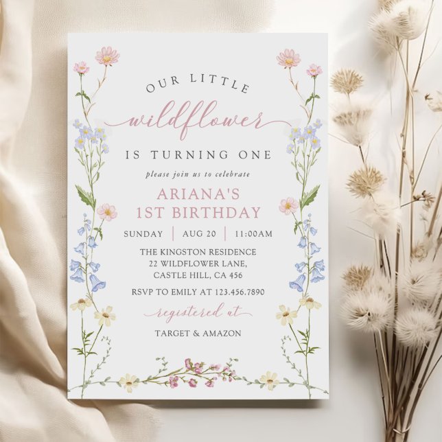 Invitación Fiesta de cumpleaños número 1 de Wildflower Boho G (Subido por el creador)