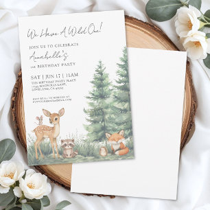 Invitación Fiesta de cumpleaños número 1 de Woodland Wild One
