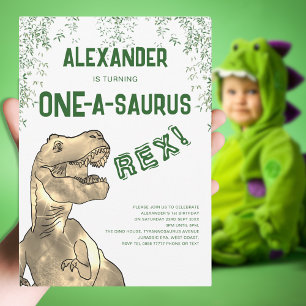 Invitación Fiesta de Cumpleaños número 1 del Dinosaurio One-A