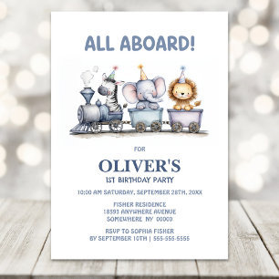 Invitación Fiesta de cumpleaños número 1 del tren de vapor de
