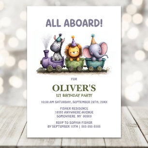 Invitación Fiesta de cumpleaños número 1 del tren de vapor de