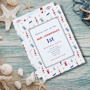 Invitación Fiesta de cumpleaños número 1 en barco de vela náu