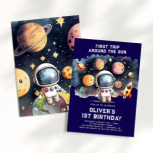 Invitación Fiesta de cumpleaños número 1 en el espacio Primer