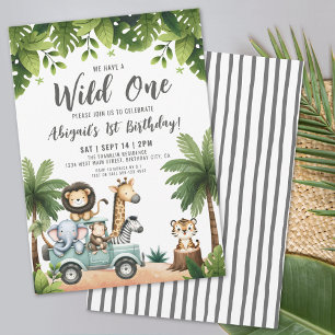 Invitación Fiesta de Cumpleaños número 1 Safari de Animales d