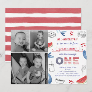 Invitación Fiesta de cumpleaños número 1 totalmente americana