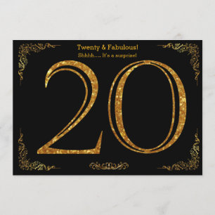 Invitación Fiesta de cumpleaños número 20,Gatsby styl,purpuri
