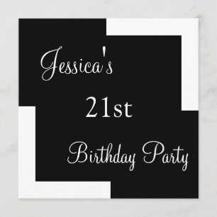 Invitación Fiesta de cumpleaños número 21 blanco y negro simp