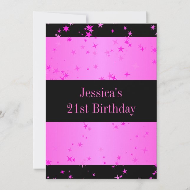 Invitación Fiesta de cumpleaños número 21 Candy Estrellas ros (Anverso)