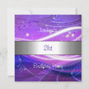 Invitación Fiesta de cumpleaños número 21 con remolino azul m