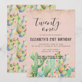 Invitación Fiesta de cumpleaños número 21 con tema de jardín 