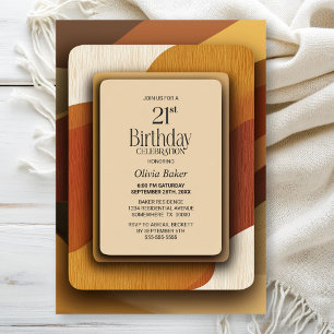 Invitación Fiesta de cumpleaños número 21 con tonos terrosos
