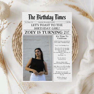 Invitación Fiesta de cumpleaños número 21 de foto única de un