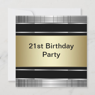 Invitación Fiesta de cumpleaños número 21 de hombre elegante 