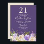 Invitación Fiesta de cumpleaños número 21 de la Rosa Blanca C<br><div class="desc">Invitación a la fiesta de cumpleaños número 21 de la Rosa Blanca de Champagne Ver colección de correspondencias en la tienda</div>