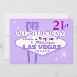 Invitación Fiesta de cumpleaños número 21 de Las Vegas - lila