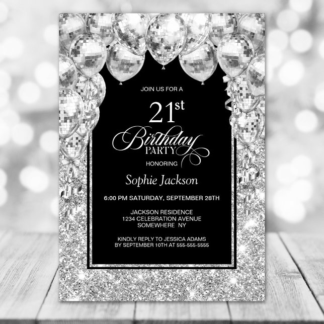 Invitación Fiesta de cumpleaños número 21 de los globos plate (Subido por el creador)