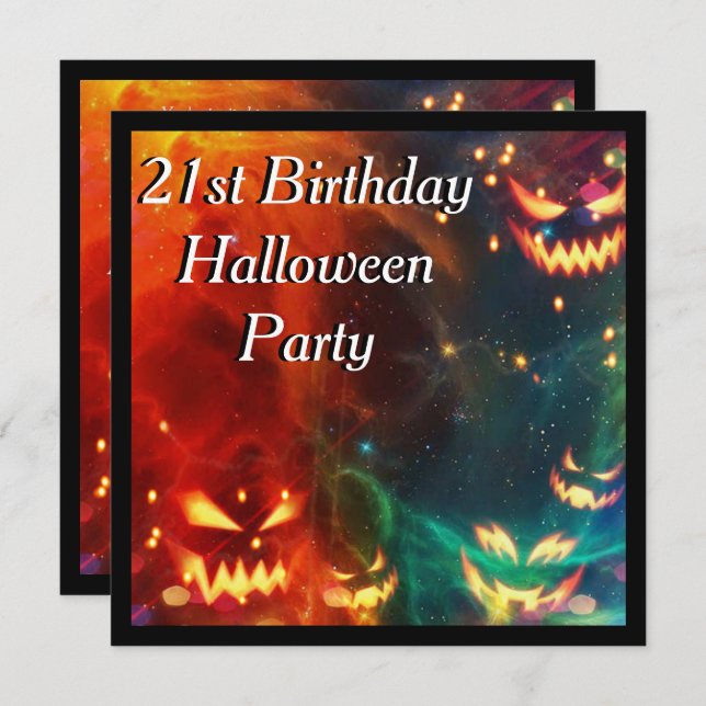 Invitación Fiesta de cumpleaños número 21 de Phantom Pumpkins (Anverso / Reverso)
