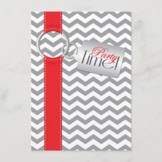 Invitación Fiesta de cumpleaños número 21 de RIBBON rojo gris