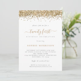 Invitación Fiesta de cumpleaños número 21 de Trendy Gold Purp