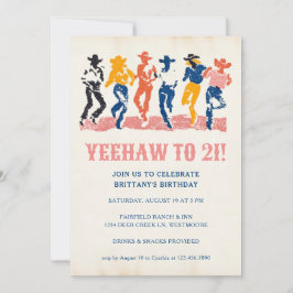 Invitación Fiesta de cumpleaños número 21 de Yeehaw Cowgirl m