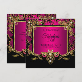 Invitación Fiesta de cumpleaños número 21 Fabuloso Rosa Calie