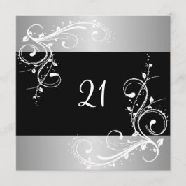 Invitación Fiesta de cumpleaños número 21 Floral blanca de pl