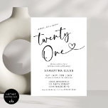 Invitación Fiesta de cumpleaños número 21 moderna y elegante<br><div class="desc">¡Celebre con estilo con nuestra invitación de cumpleaños número 21 de estilo elegante moderno! Con un diseño elegante con tipografía en negrita y acentos sofisticados, esta invitación captura perfectamente la emoción de alcanzar un hito tan importante. Ya sea que esté planeando una soirée chic o una celebración llena de diversión,...</div>