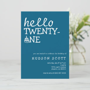 Invitación Fiesta de cumpleaños número 21 para hombre Hola Ve