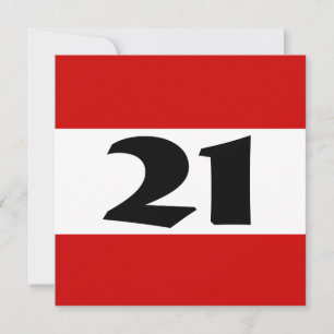 Invitación Fiesta de cumpleaños número 21 rojo negro blanco m
