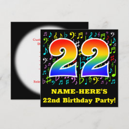 Invitación Fiesta de Cumpleaños número 22: Símbolos de Música