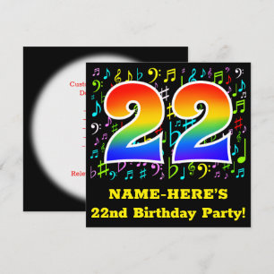 Invitación Fiesta de Cumpleaños número 22: Símbolos de Música
