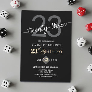Invitación Fiesta de cumpleaños número 23 de hombres minimali