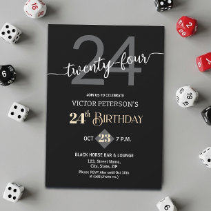 Invitación Fiesta de cumpleaños número 24 de hombres minimali