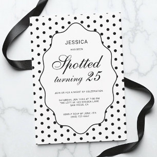 Invitación Fiesta de cumpleaños número 25 con lunares chic