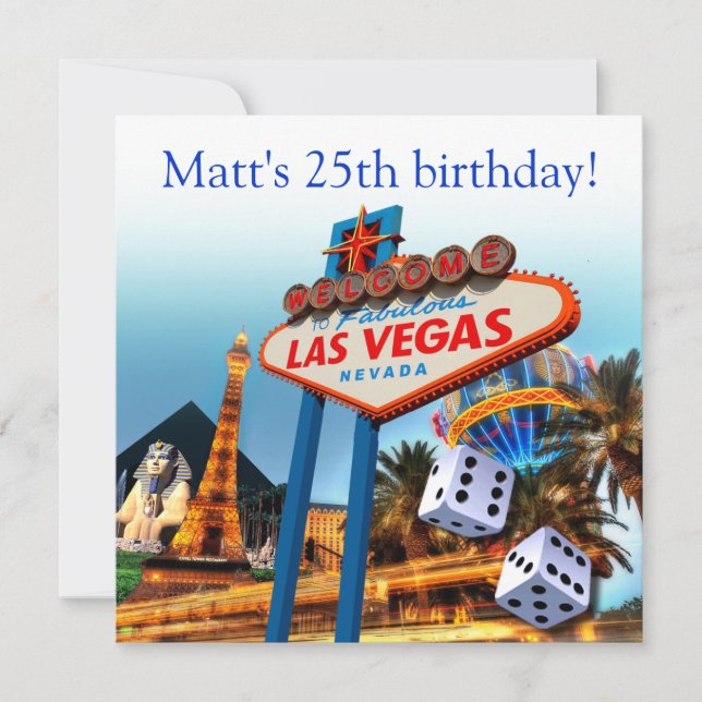 Invitación Fiesta de cumpleaños número 25 de Las Vegas (Anverso)