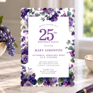 Invitación Fiesta de cumpleaños número 25 Flor de Violeta Mor