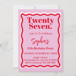 Invitación Fiesta de cumpleaños número 27 con curva de onda r