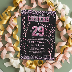 Invitación Fiesta de cumpleaños número 29 con piedras de estr