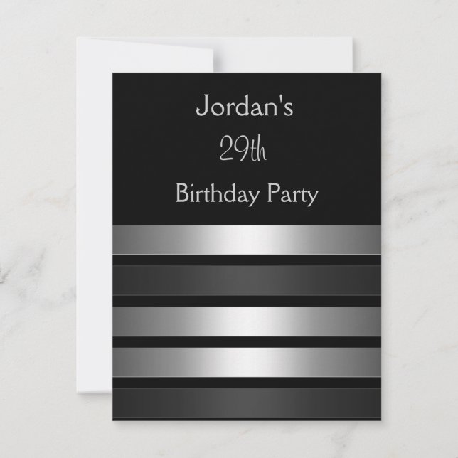 Invitación Fiesta de Cumpleaños número 29 de Charcoal Silver  (Anverso)