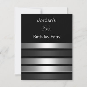 Invitación Fiesta de Cumpleaños número 29 de Charcoal Silver 