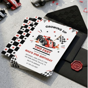 Invitación Fiesta de cumpleaños número 2 de coche de carreras
