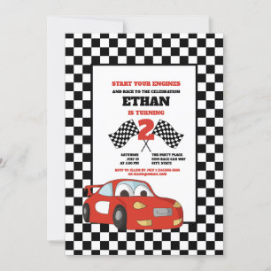 Invitación Fiesta de cumpleaños número 2 de coche de carreras