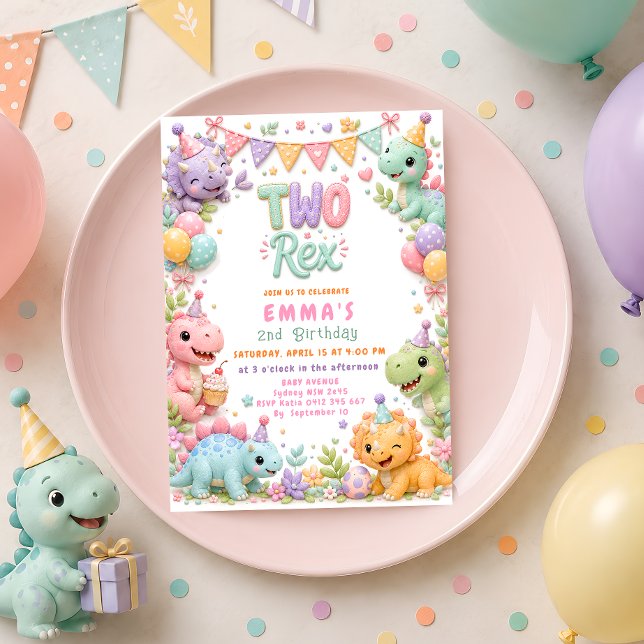 Invitación Fiesta de cumpleaños número 2 de Dinosaurio Dos Re (Subido por el creador)