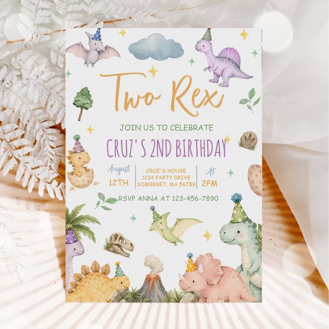 Invitación Fiesta de cumpleaños número 2 de Dinosaurio Dos Re (Subido por el creador)