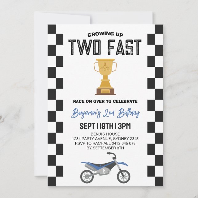 Invitación Fiesta de Cumpleaños número 2 de Dos Bicicletas de (Anverso)