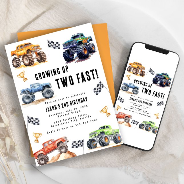 Invitación Fiesta de cumpleaños número 2 de Dos Camiones Mons (Subido por el creador)